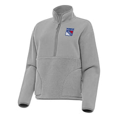 New York Rangers Antigua Women's Figure Half-Zip Pullover Sweatshirt - Gray | US 202257474
