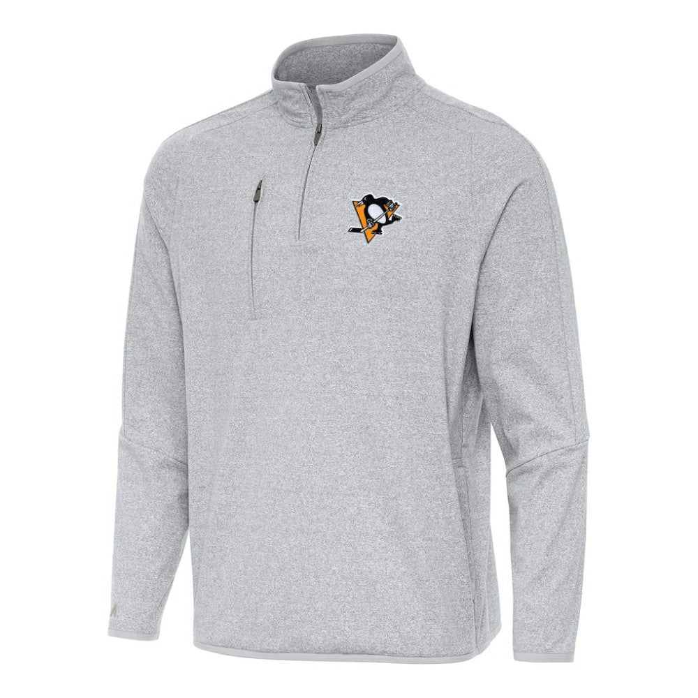 Pittsburgh Penguins Antigua Certain Quarter-Zip Tri-Blend Sweatshirt - Heather Gray | US 202257501