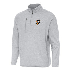 Pittsburgh Penguins Antigua Certain Quarter-Zip Tri-Blend Sweatshirt - Heather Gray | US 202257501