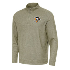 Pittsburgh Penguins Antigua Subtle Quarter-Zip Sweatshirt - Olive | US 202257507