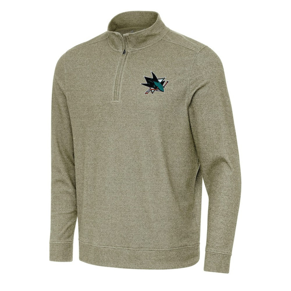 San Jose Sharks Antigua Subtle Quarter-Zip Sweatshirt - Olive | US 202257510