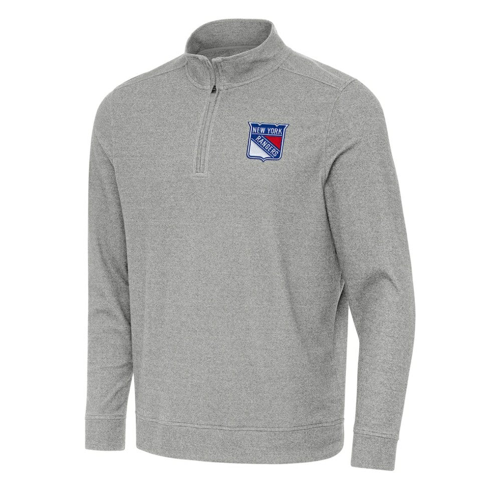 New York Rangers Antigua Subtle Quarter-Zip Sweatshirt - Heather Gray | US 202257522