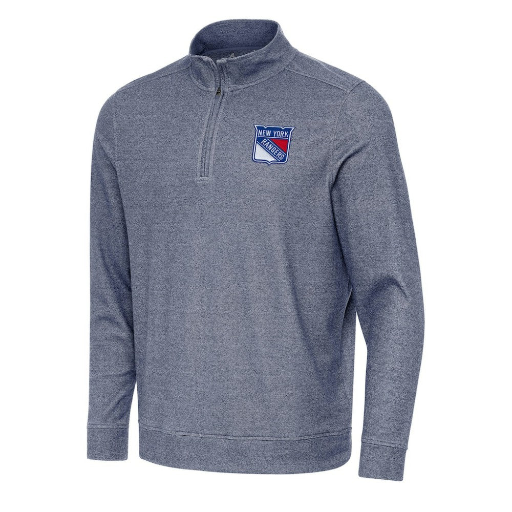 New York Rangers Antigua Subtle Quarter-Zip Sweatshirt - Heather Navy | US 202257523
