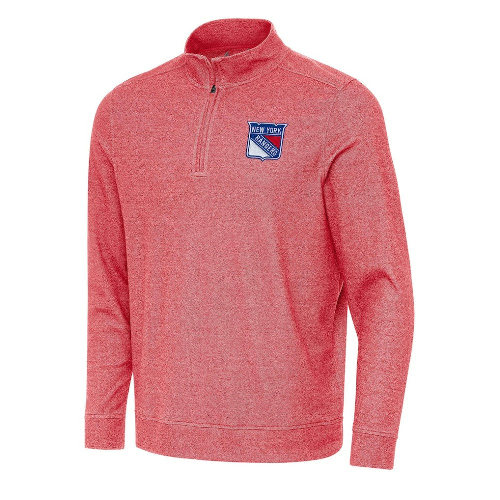 New York Rangers Antigua Subtle Quarter-Zip Sweatshirt - Heather Red | US 202257524