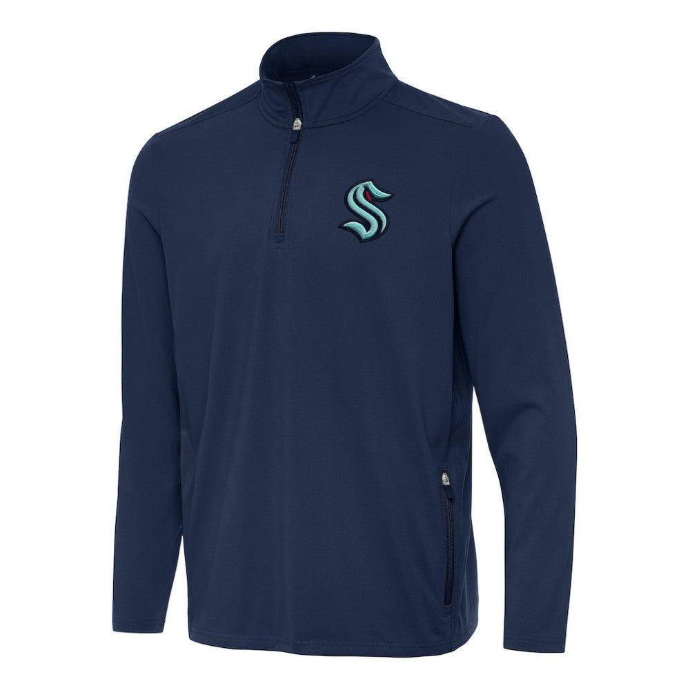 Seattle Kraken Antigua Perilous Quarter-Zip Sweatshirt - Navy | US 202257539