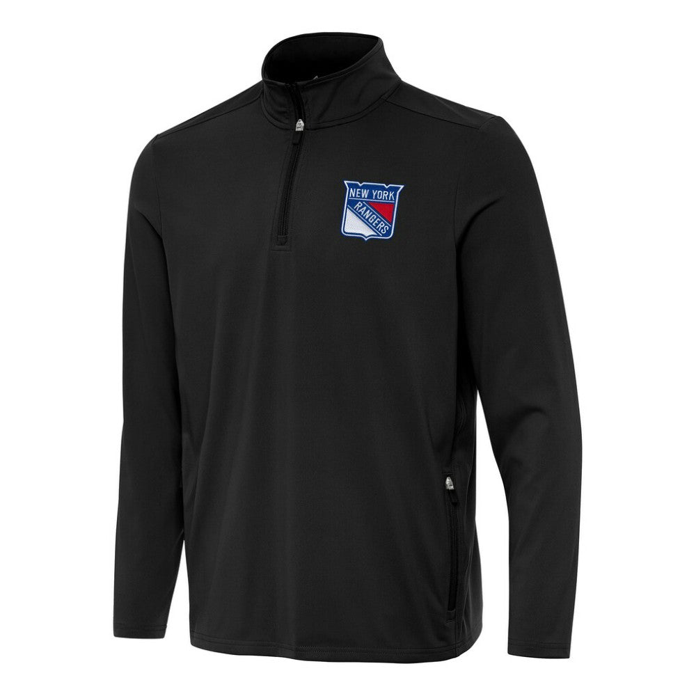 New York Rangers Antigua Perilous Quarter-Zip Sweatshirt - Black | US 202257545