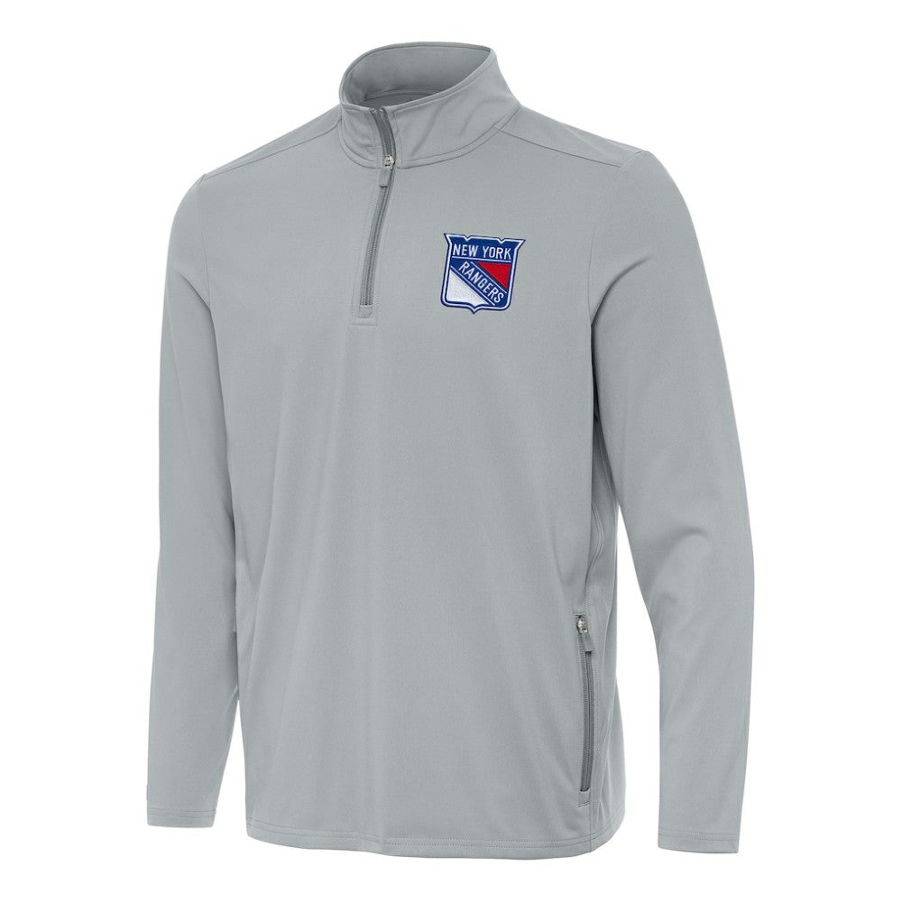 New York Rangers Antigua Perilous Quarter-Zip Sweatshirt - Gray | US 202257546