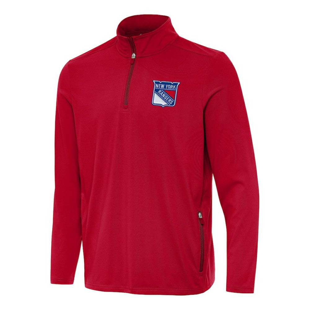 New York Rangers Antigua Perilous Quarter-Zip Sweatshirt - Red | US 202257547