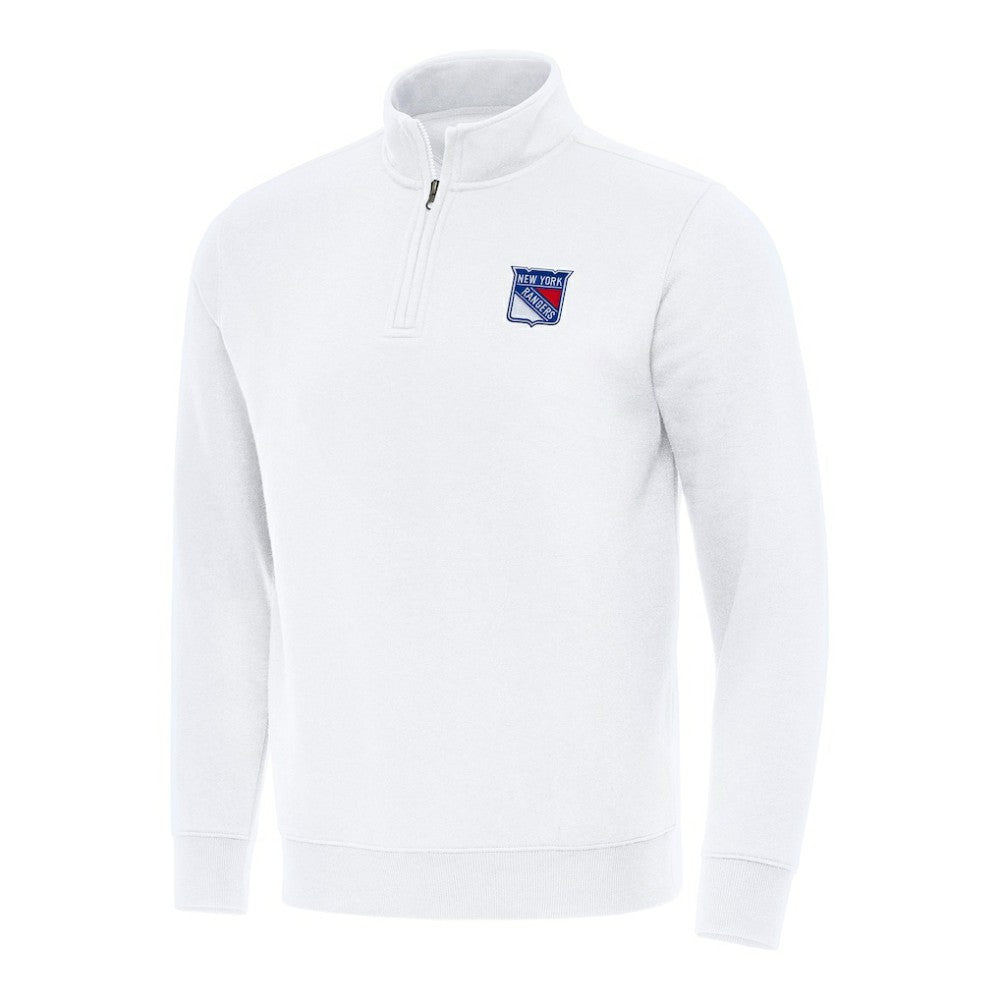 New York Rangers Antigua Victory Quarter-Zip Mock Sweatshirt - White | US 202257584