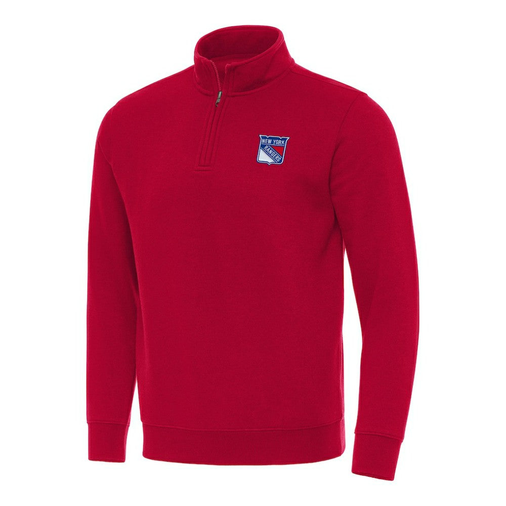 New York Rangers Antigua Victory Quarter-Zip Mock Sweatshirt - Red | US 202257585
