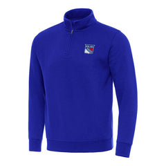 New York Rangers Antigua Victory Quarter-Zip Mock Sweatshirt - Blue | US 202257586