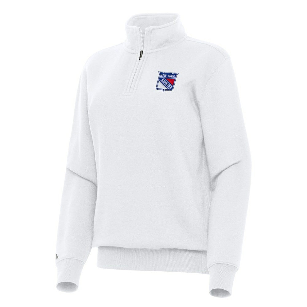 New York Rangers Antigua Women's Victory Quarter-Zip Sweatshirt - White | US 202257597