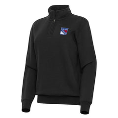 New York Rangers Antigua Women's Victory Quarter-Zip Sweatshirt - Black | US 202257599