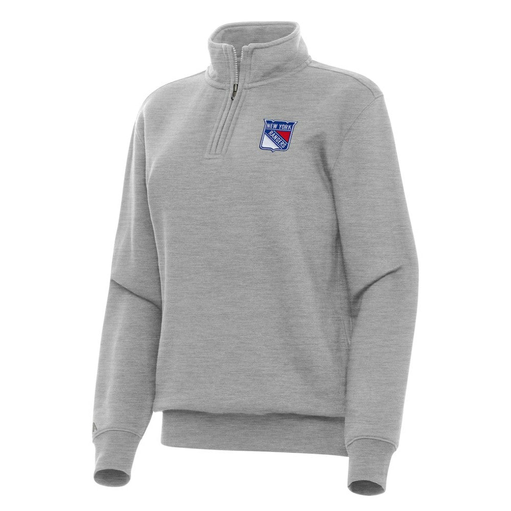 New York Rangers Antigua Women's Victory Quarter-Zip Sweatshirt - Heather Gray | US 202257600