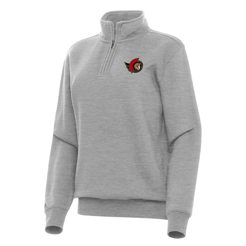 Ottawa Senators Antigua Women's Victory Quarter-Zip Sweatshirt - Heather Gray | US 202257605