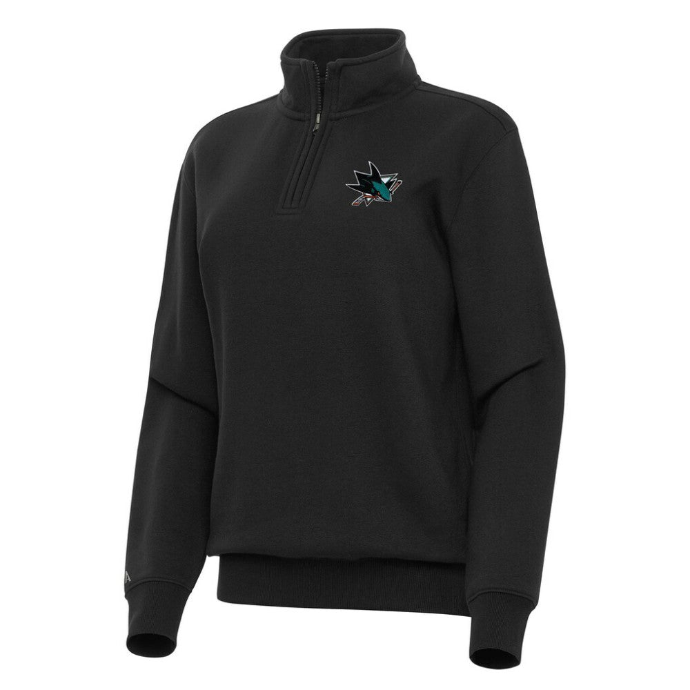 San Jose Sharks Antigua Women's Victory Quarter-Zip Sweatshirt - Black | US 202257612