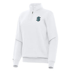 Seattle Kraken Antigua Women's Victory Quarter-Zip Sweatshirt - White | US 202257614