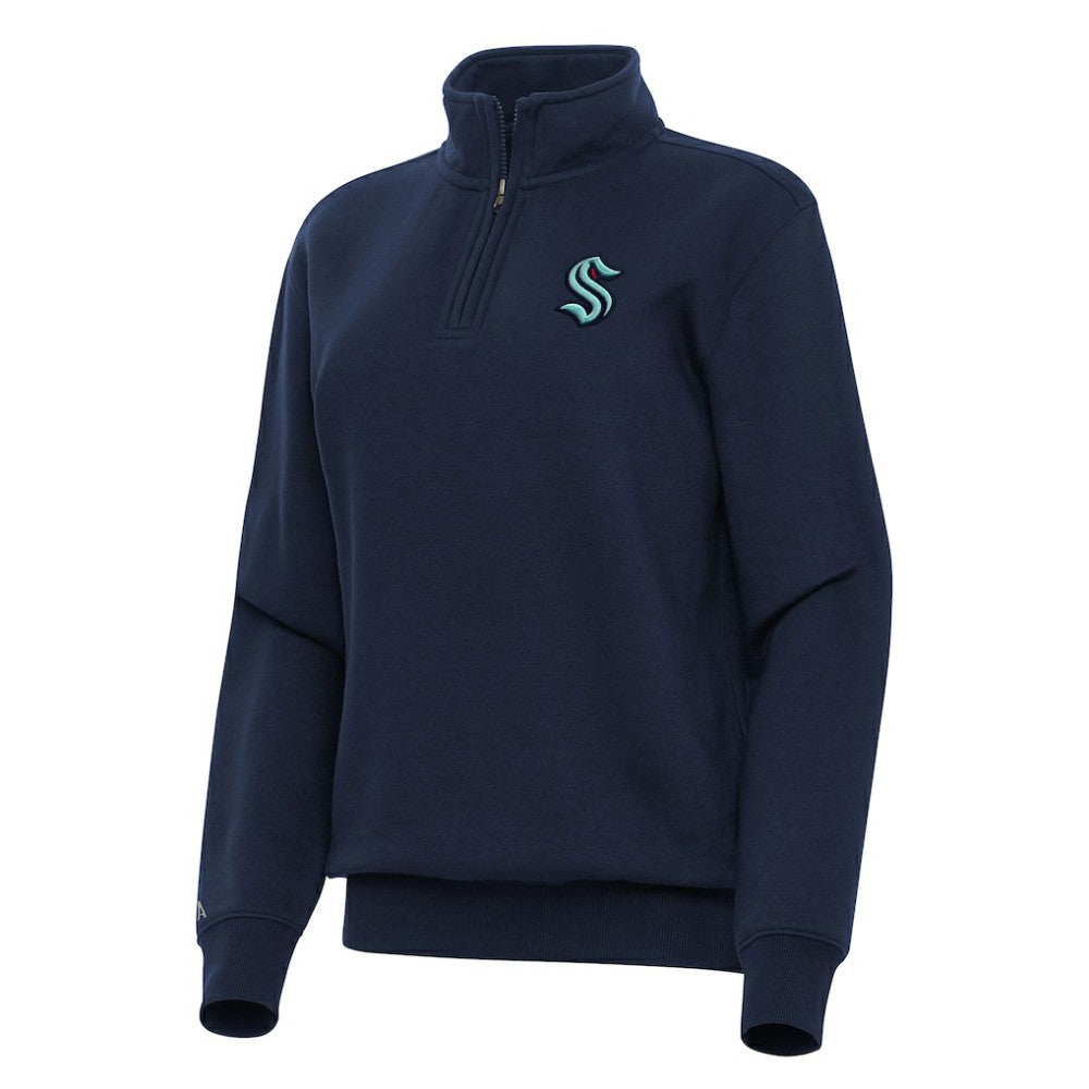 Seattle Kraken Antigua Women's Victory Quarter-Zip Sweatshirt - Navy | US 202257615
