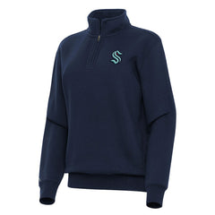 Seattle Kraken Antigua Women's Victory Quarter-Zip Sweatshirt - Navy | US 202257615