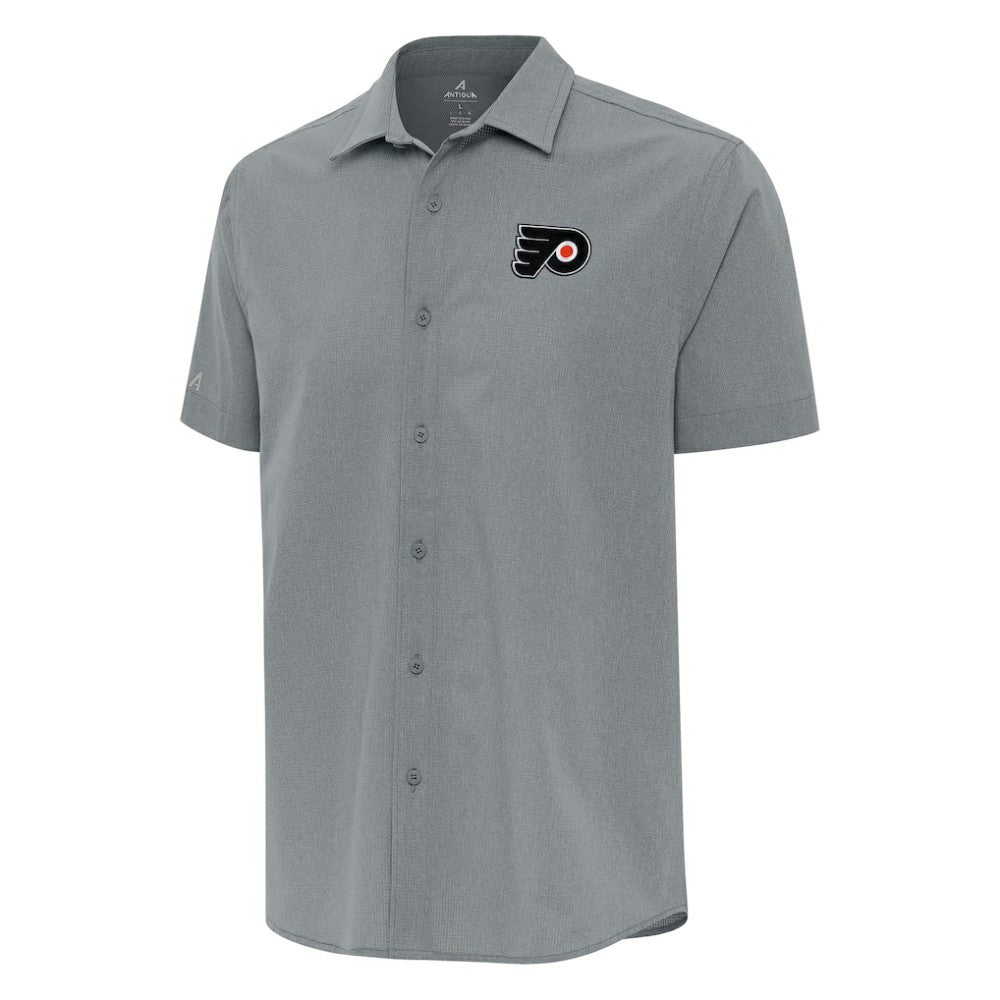 Philadelphia Flyers Antigua Activate Woven Short Sleeve Button-Up Shirt - Gray | US 202257635