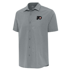 Philadelphia Flyers Antigua Activate Woven Short Sleeve Button-Up Shirt - Gray | US 202257635