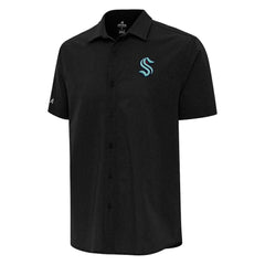 Seattle Kraken Antigua Activate Woven Short Sleeve Button-Up Shirt - Black | US 202257638