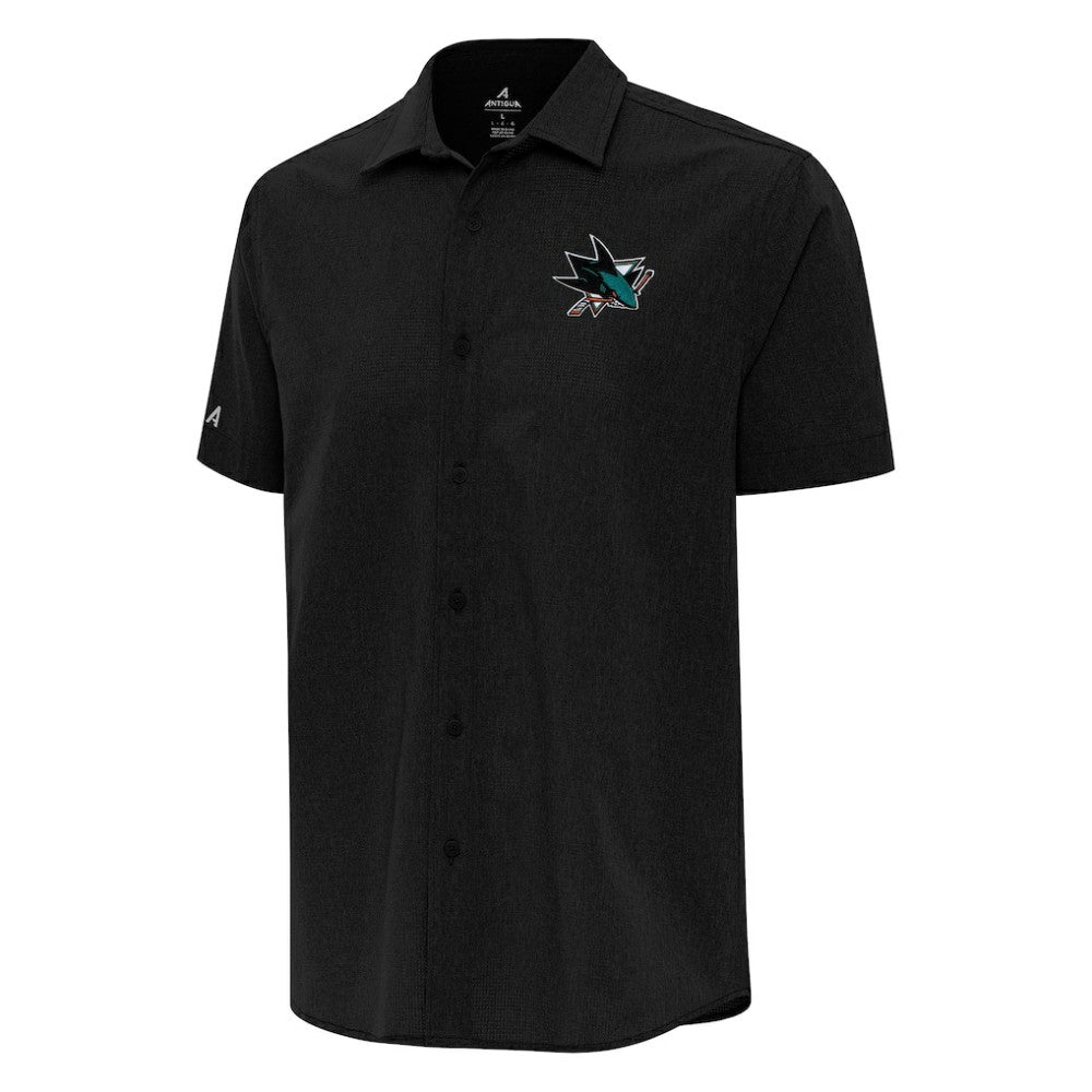 San Jose Sharks Antigua Activate Woven Short Sleeve Button-Up Shirt - Black | US 202257639