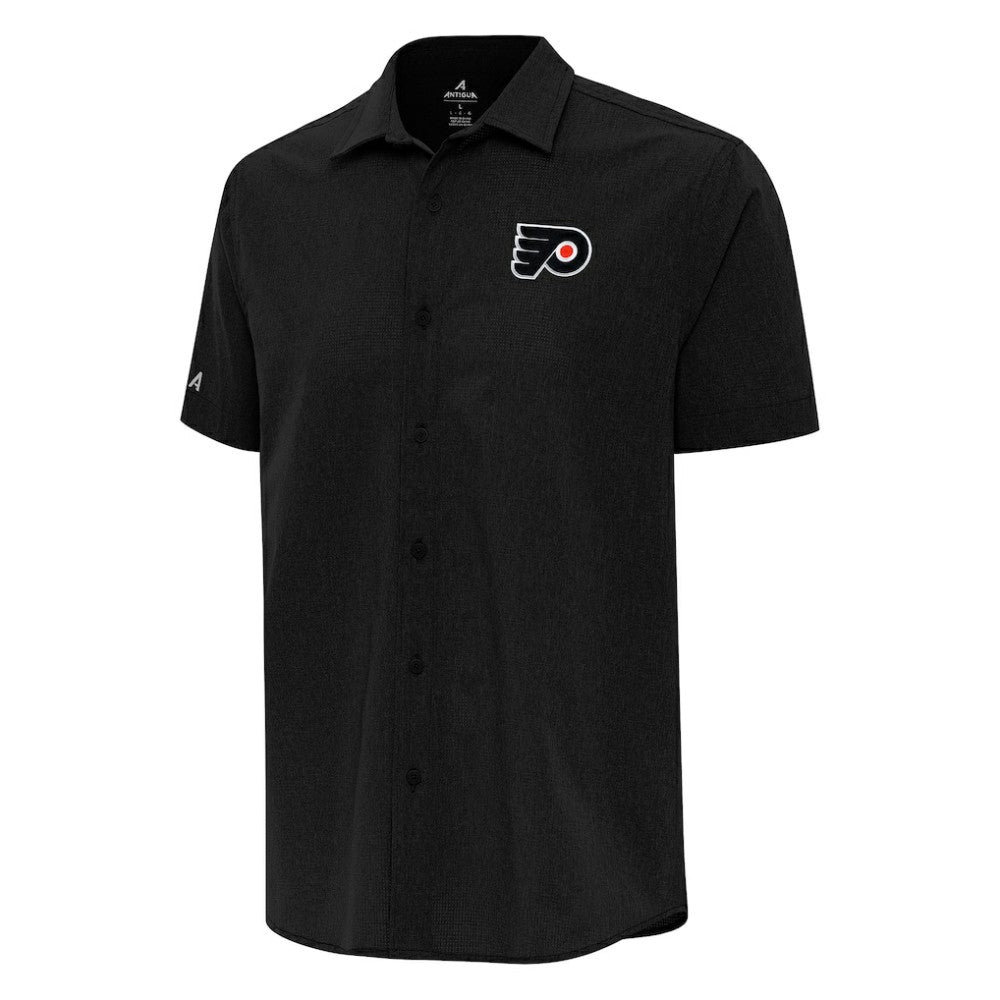 Philadelphia Flyers Antigua Activate Woven Short Sleeve Button-Up Shirt - Black | US 202257640