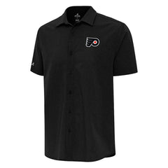 Philadelphia Flyers Antigua Activate Woven Short Sleeve Button-Up Shirt - Black | US 202257640