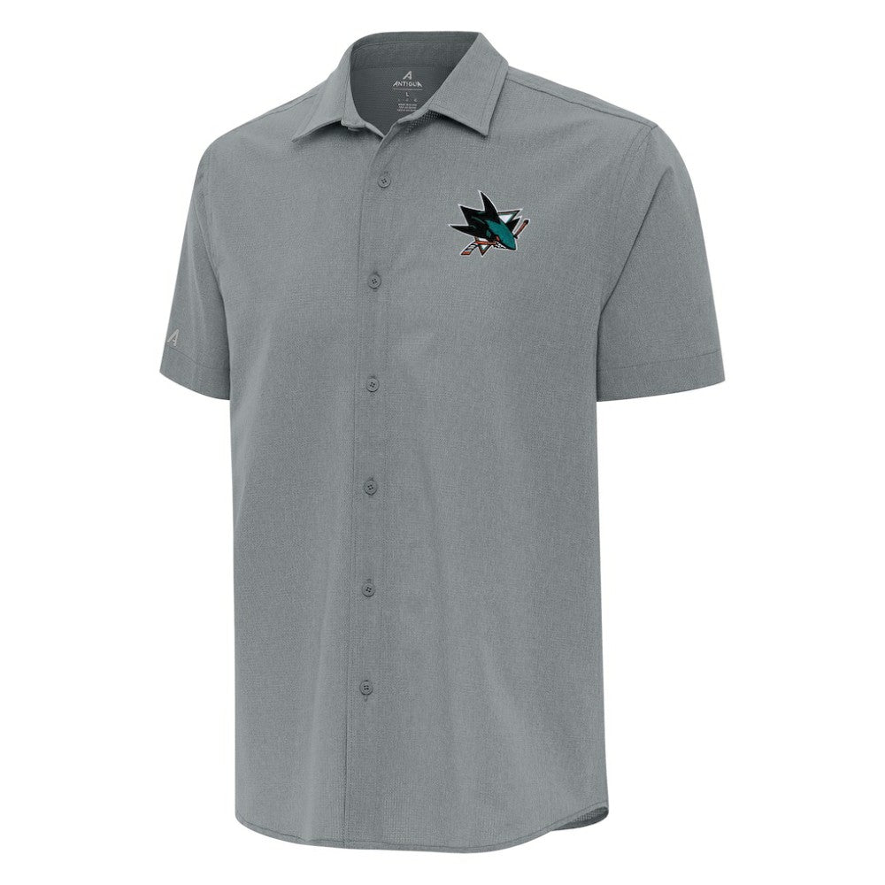 San Jose Sharks Antigua Activate Woven Short Sleeve Button-Up Shirt - Gray | US 202257641