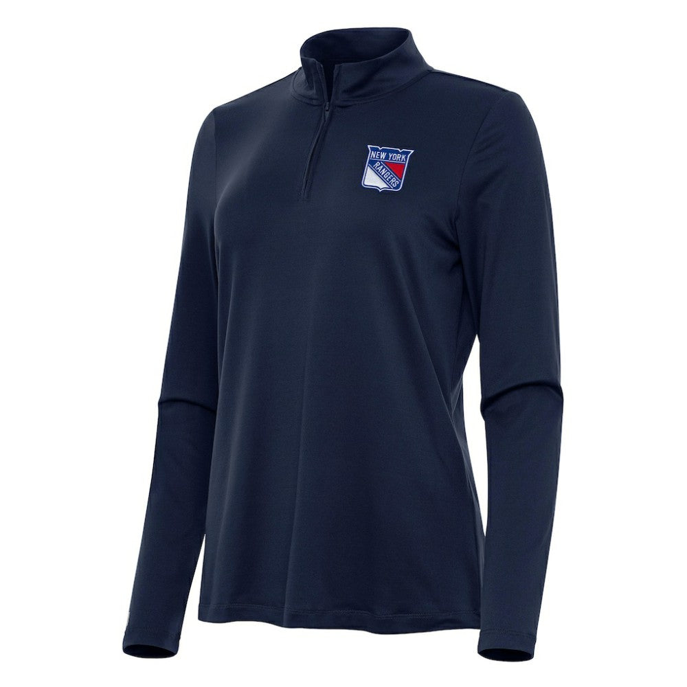 New York Rangers Antigua Women's Reprocess Quarter-Zip Top - Navy | US 202257995