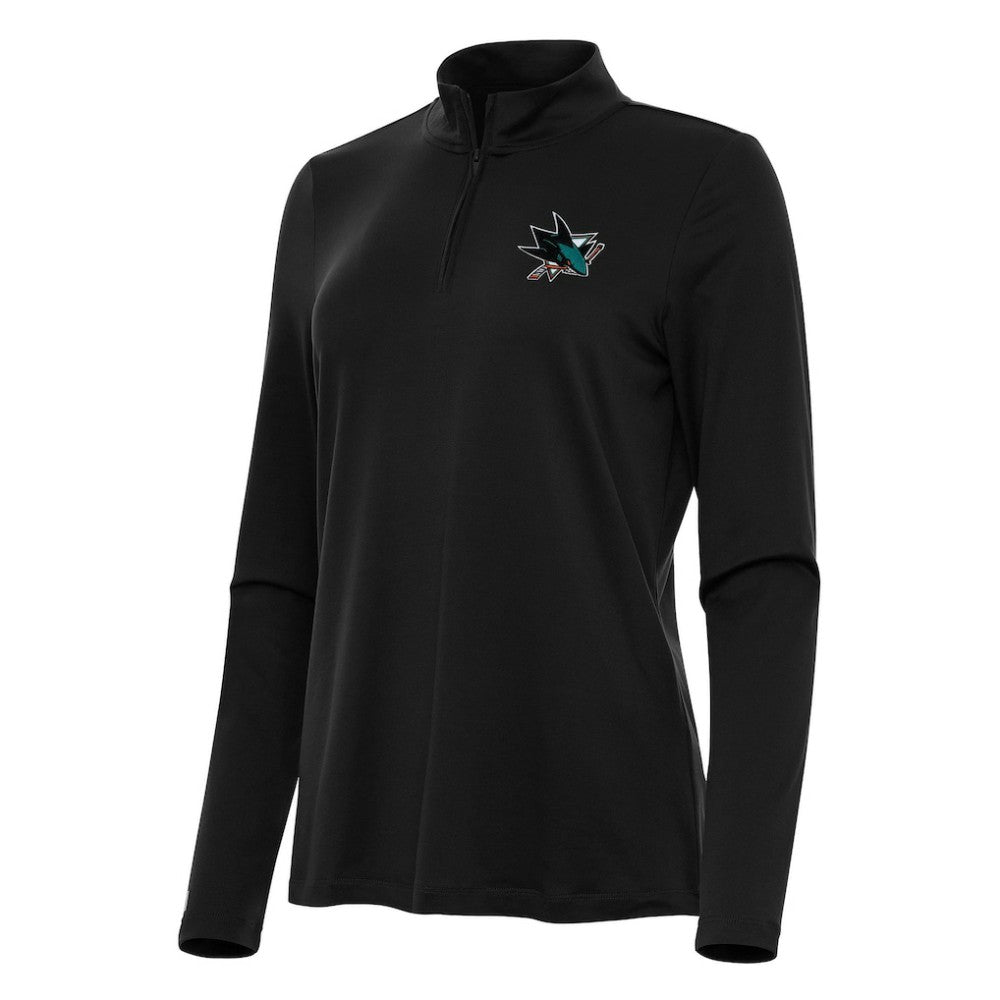 San Jose Sharks Antigua Women's Reprocess Quarter-Zip Top - Black | US 202257999