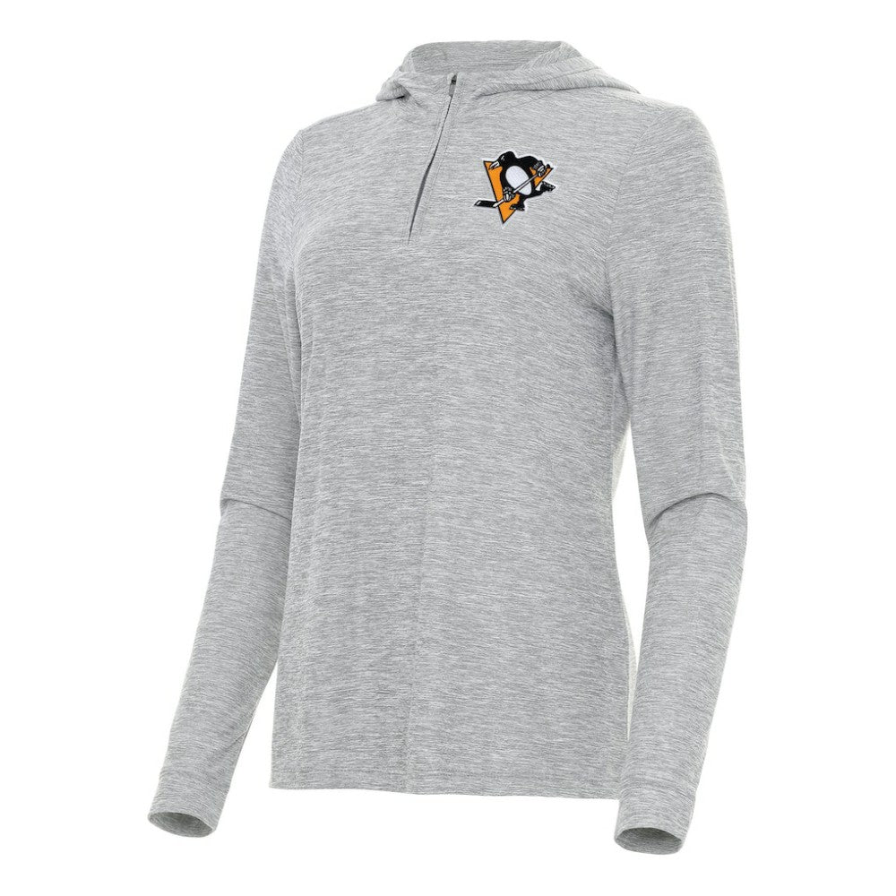 Pittsburgh Penguins Antigua Women's Daybreak Quarter-Zip Hoodie - Heather Gray | US 202258052