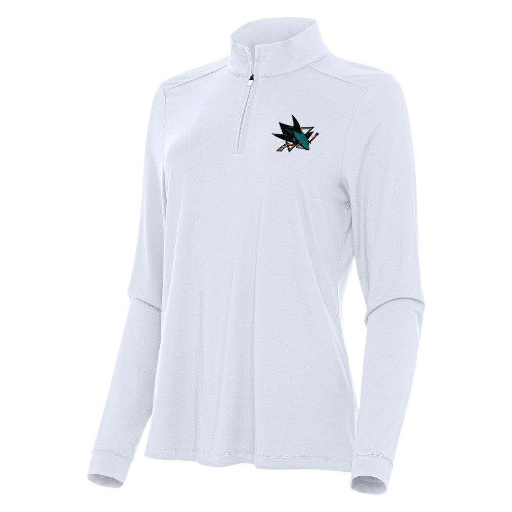 San Jose Sharks Antigua Women's Intent Quarter-Zip Top - White | US 202258180