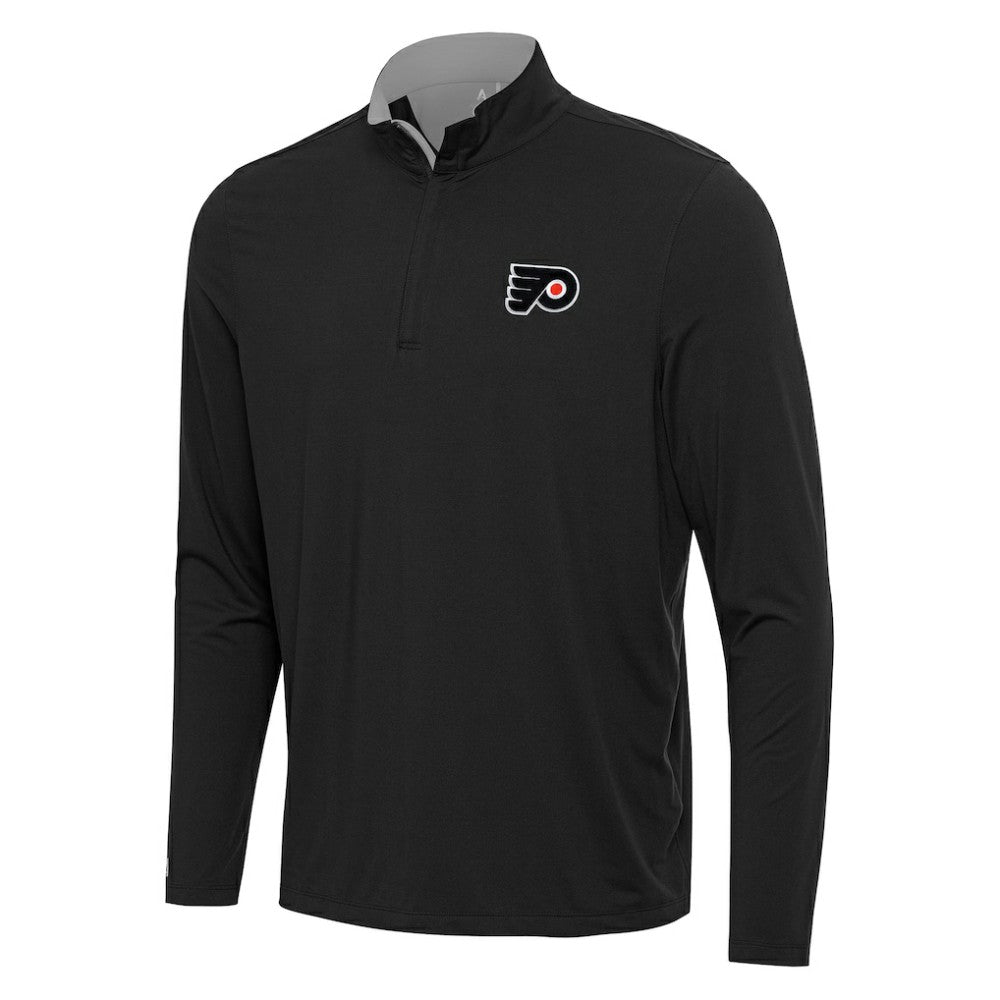 Philadelphia Flyers Antigua Content Quarter-Zip Pullover Top - Black/Gray | US 202258292