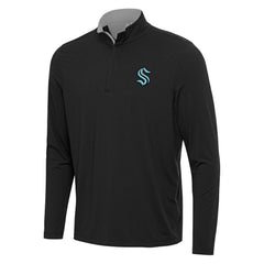 Seattle Kraken Antigua Content Quarter-Zip Pullover Top - Black/Gray | US 202258297