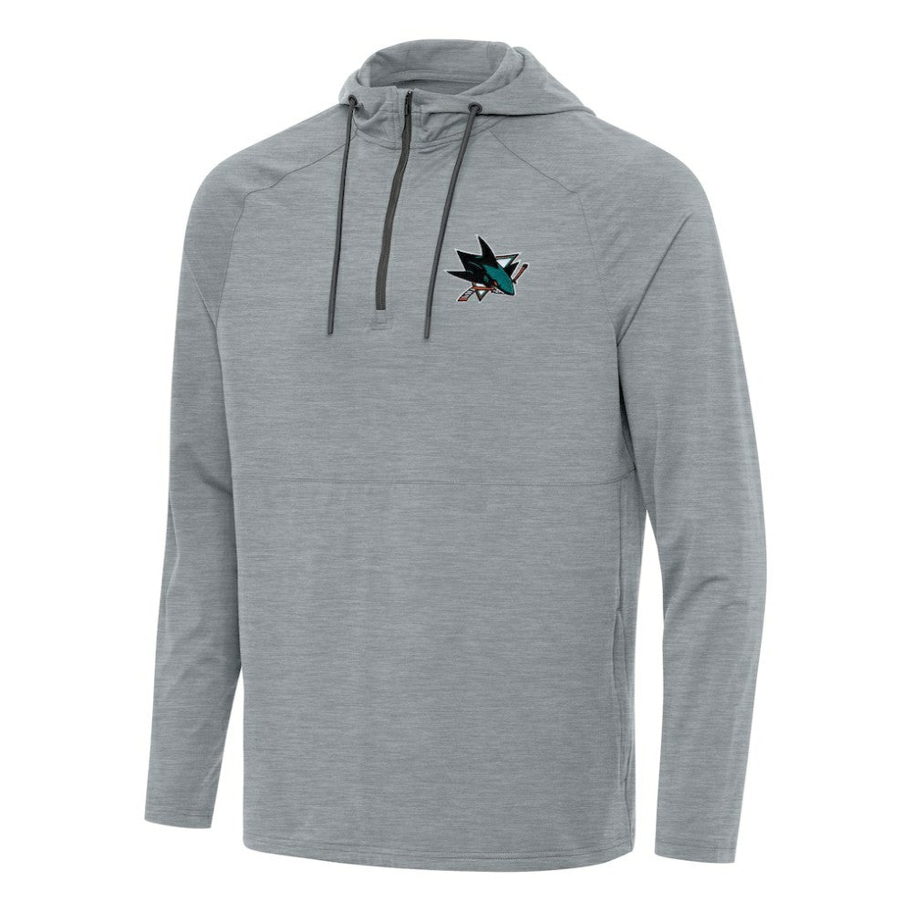 San Jose Sharks Antigua Spikes Quarter-Zip Hoodie - Heather Gray | US 202258409