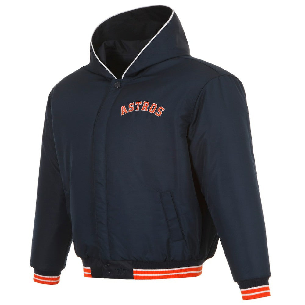 Houston Astros JH Design Youth Reversible Fleece Full-Snap Hoodie Jacket - Black Jackets
