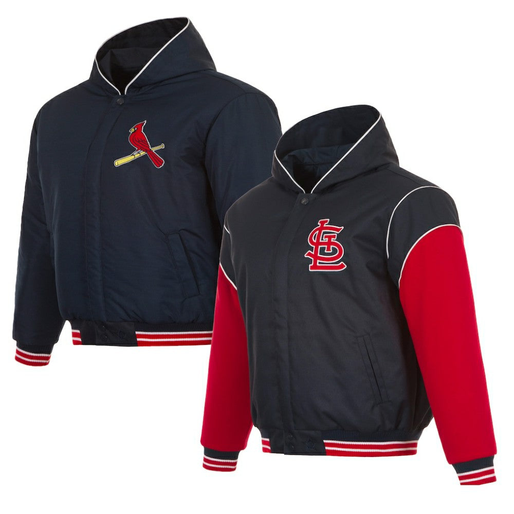 St. Louis Cardinals JH Design Youth Reversible Fleece Full-Snap Hoodie Jacket - Black Jackets