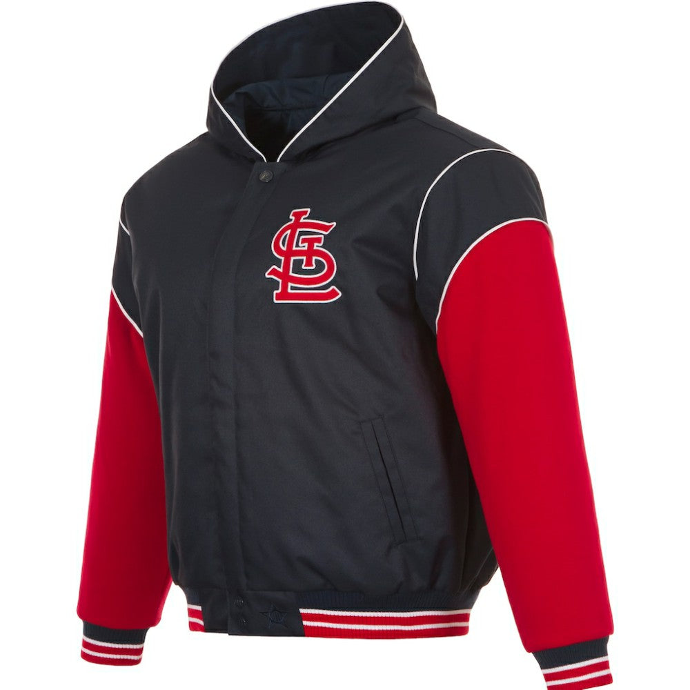 St. Louis Cardinals JH Design Youth Reversible Fleece Full-Snap Hoodie Jacket - Black Jackets