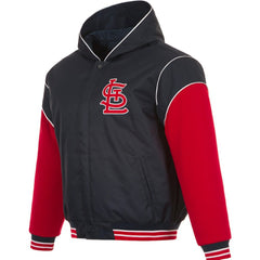 St. Louis Cardinals JH Design Youth Reversible Fleece Full-Snap Hoodie Jacket - Black Jackets