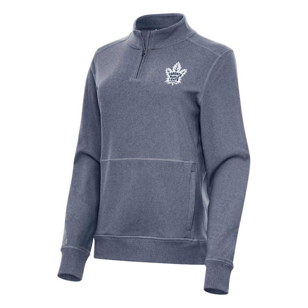 Toronto Maple Leafs Antigua Women's Crush Quarter-Zip Fleece Sweatshirt - Heather Navy | US 202259291