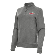 Washington Capitals Antigua Women's Crush Quarter-Zip Fleece Sweatshirt - Heather Black | US 202259312