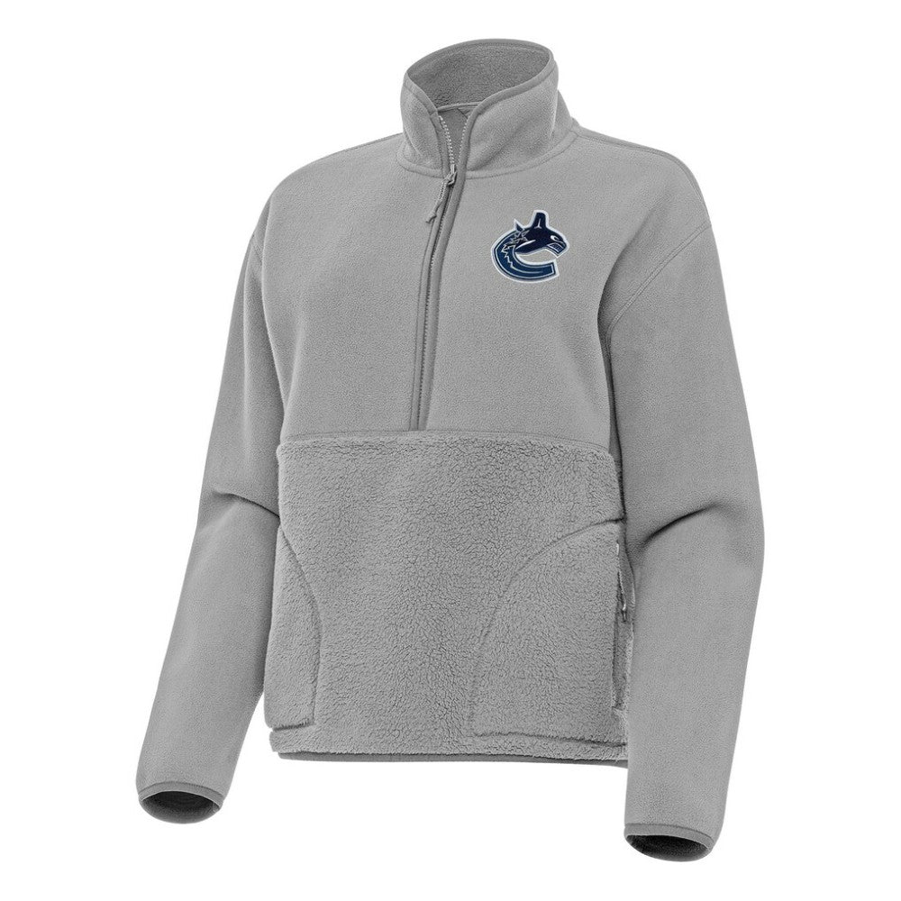 Vancouver Canucks Antigua Women's Figure Half-Zip Pullover Sweatshirt - Gray | US 202259403