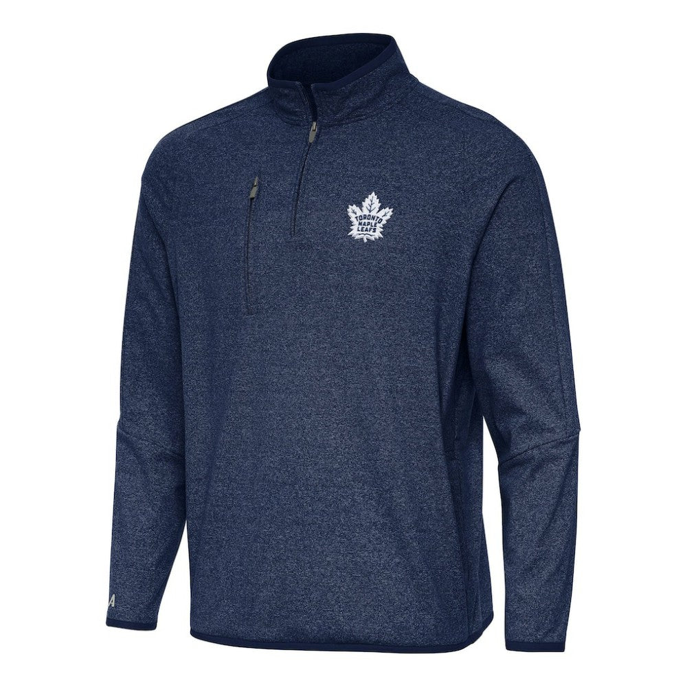 Toronto Maple Leafs Antigua Certain Quarter-Zip Tri-Blend Sweatshirt - Heather Navy | US 202259434