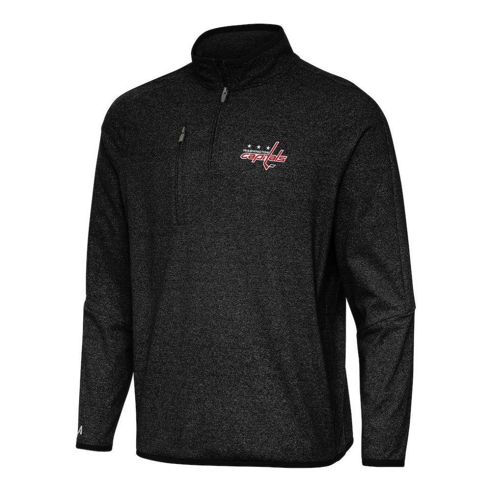 Washington Capitals Antigua Certain Quarter-Zip Tri-Blend Sweatshirt - Heather Black | US 202259441