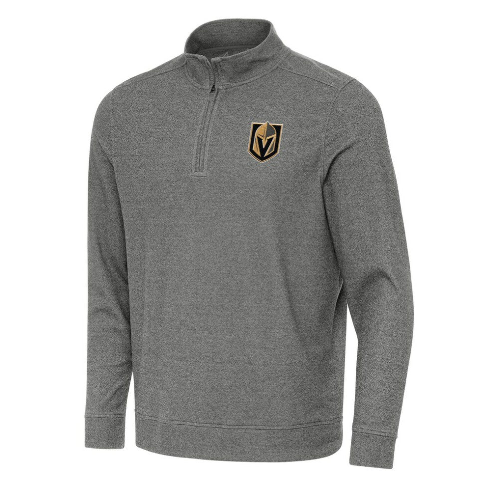 Vegas Golden Knights Antigua Subtle Quarter-Zip Sweatshirt - Heather Black | US 202259449