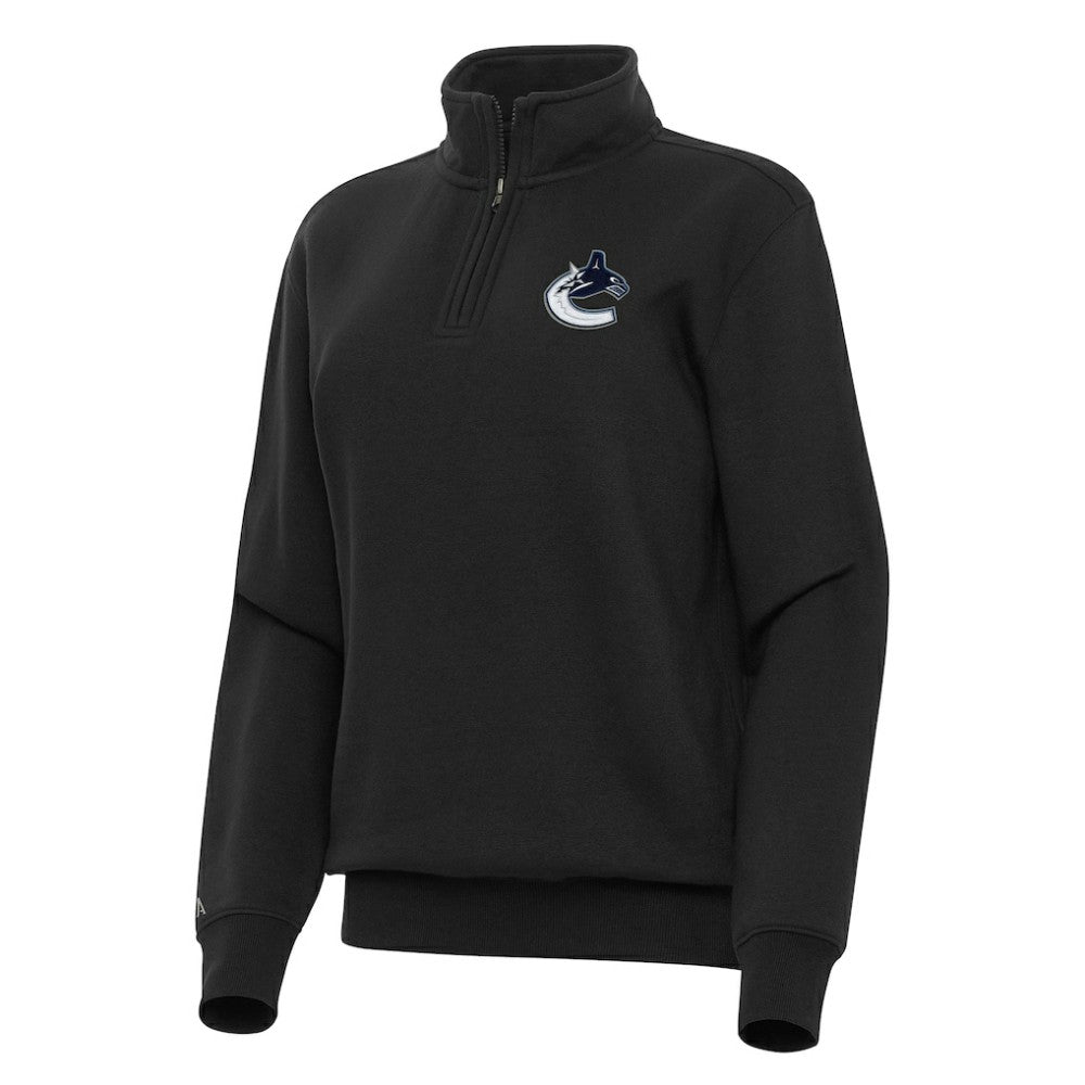 Vancouver Canucks Antigua Women's Victory Quarter-Zip Sweatshirt - Black | US 202259547