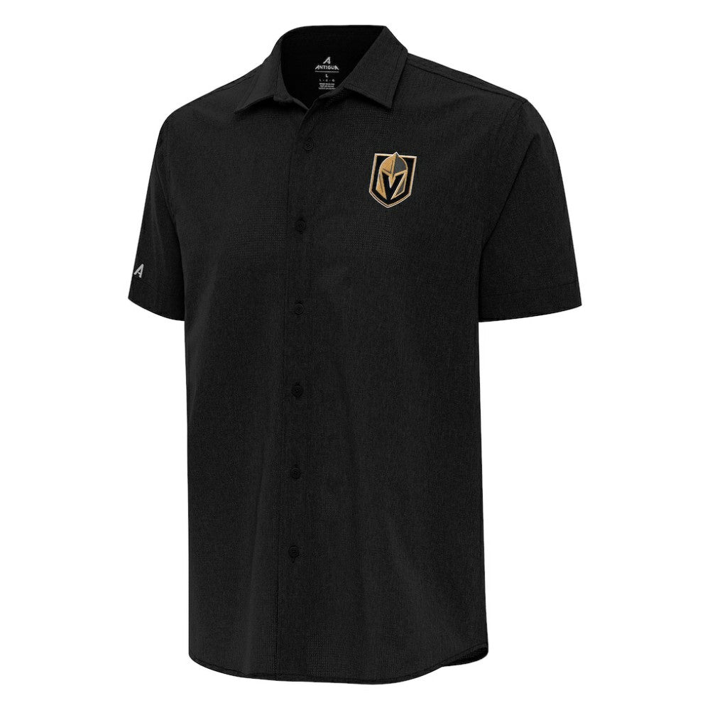 Vegas Golden Knights Antigua Activate Woven Short Sleeve Button-Up Shirt - Black | US 202259584