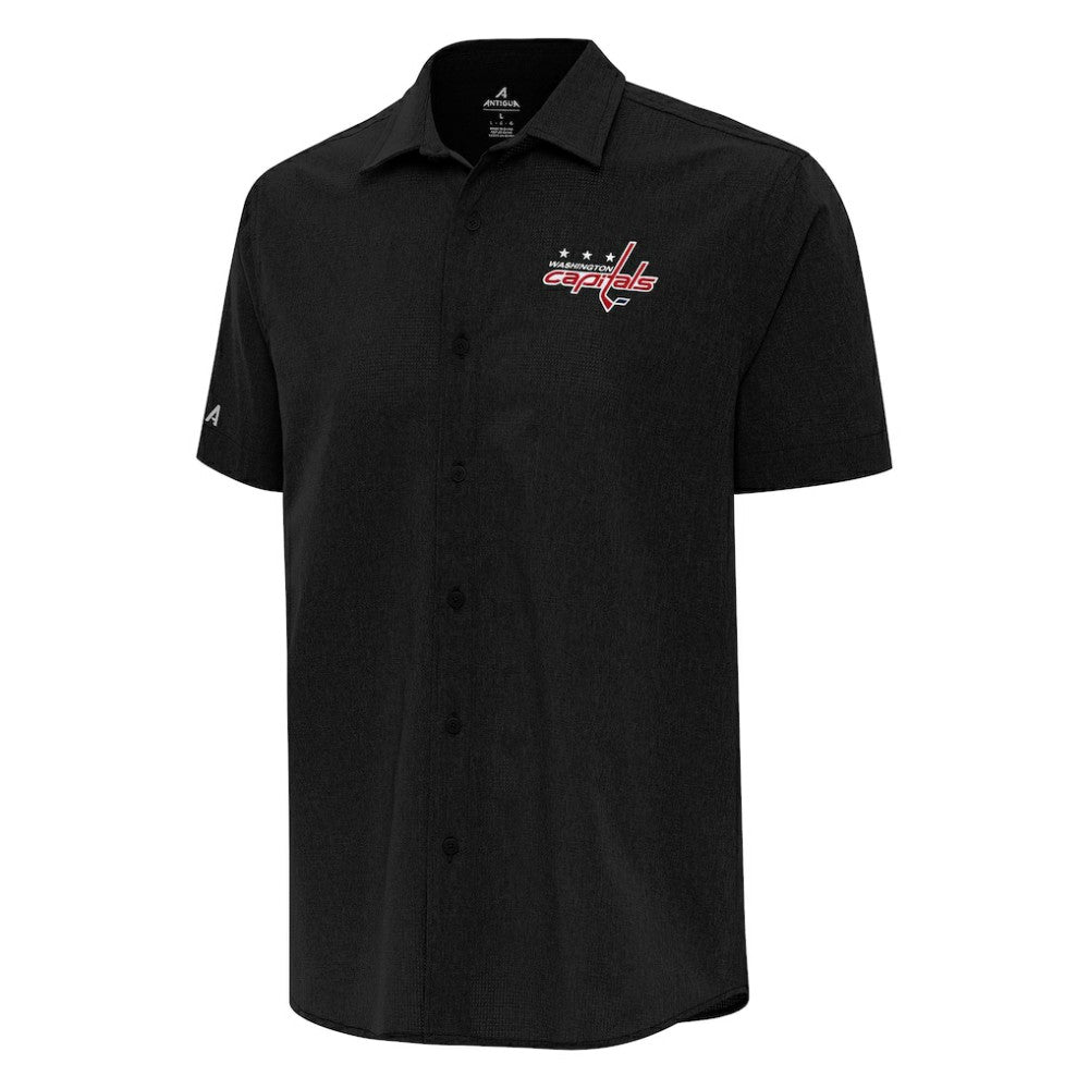 Washington Capitals Antigua Activate Woven Short Sleeve Button-Up Shirt - Black | US 202259587